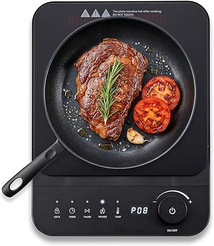 Elite Gourmet EIND57B SlimStore™ Placa de Inducción, Controles Táctiles, Perfil Ultrafino de 2", 10 Niveles de Potencia, Temperaturas de 140°F a