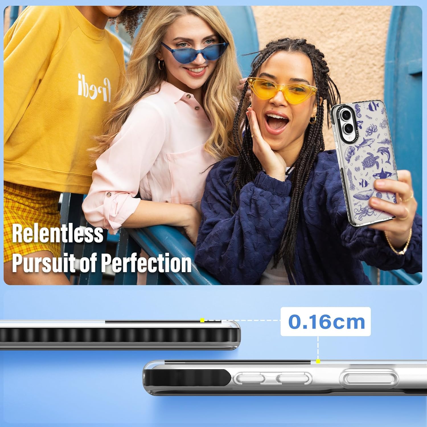 Boaretiu for Samsung Galaxy S25 Edge Case - with Stand Cute Kawaii Fashion 360° Rotate Ring Holder Kickstand Sea Fish for Women Girls Boys Teens Girly for Galaxy S25 Edge Case - Image 6