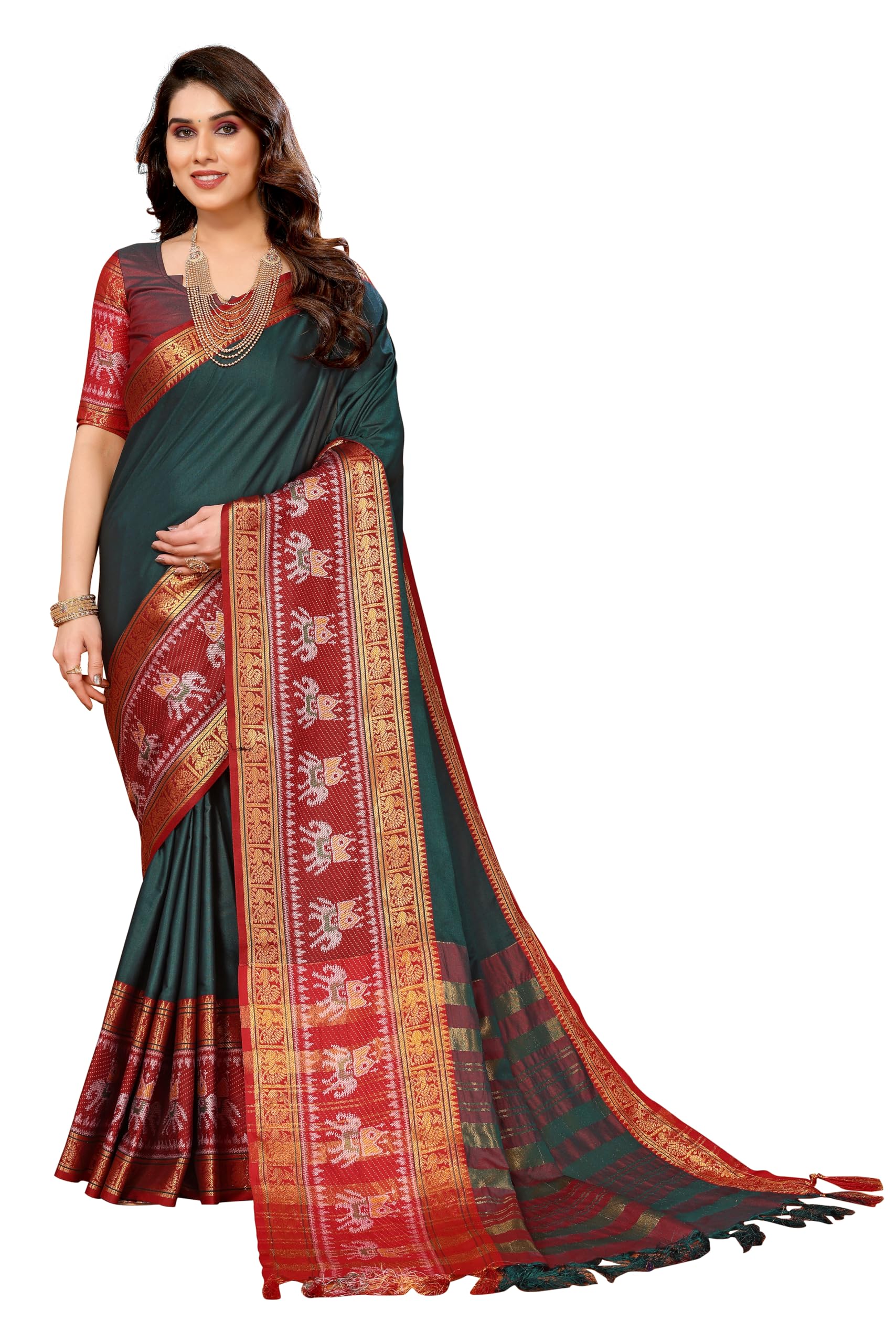 VJ Fashion Women Paithani Soft Silk Silk Blend Saree with Jacquard Weave and Unstched Matchind Blouse Piace | Sari for Women