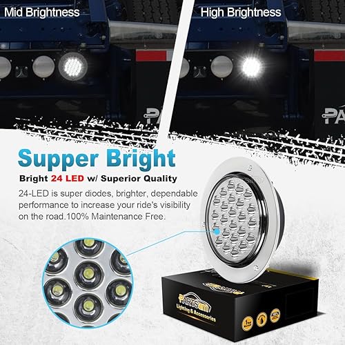 Miniatura 4 de Partsam 4 luces traseras LED redondas de 4 pulgadas para remolque, 24 luces LED, montaje en brida, selladas, para camión, remolque, caravana, LED,