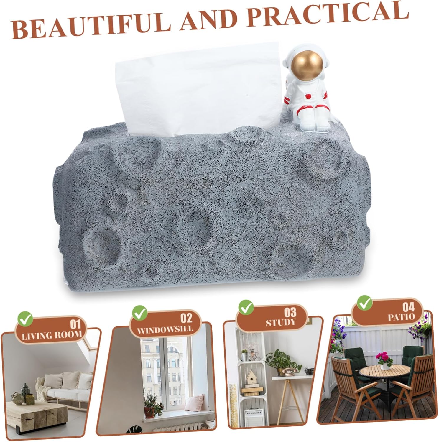 Space Decorative Tissue Box Crafted Astronaut Napkin Holder for Boys and Girls and Adults