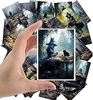 Vista 7 de Large Stickers 24 pcs (2.5"x3.5" Each) Sinister Landscapes of Creepy Graveyards at Night Vintage Halloween Postcards Retro Greeting Card Book