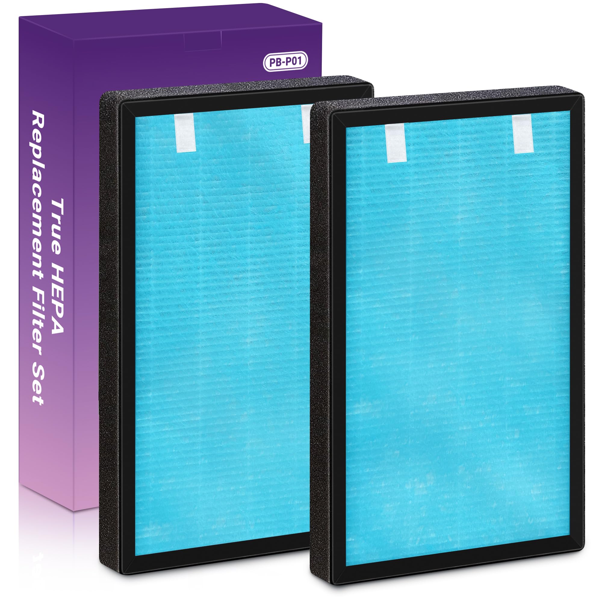 PB-P01 Replacement Filter Compatible with Pro Breeze Air Purifier, Part Number PB-P01F, 4-Stage True HEPA/Carbon Combo Filter - 2PACK