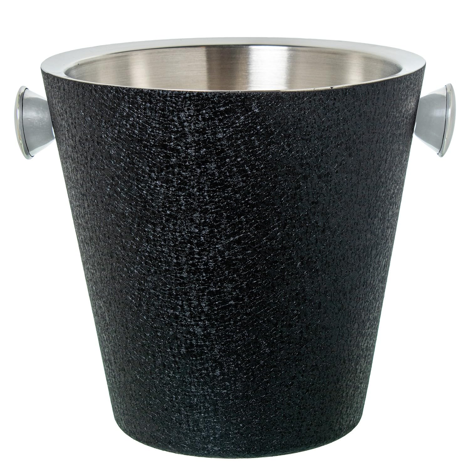DRW Seau à Champagne en Acier Inoxydable avec Couvercle Noir 27 x 23 x 23 cm