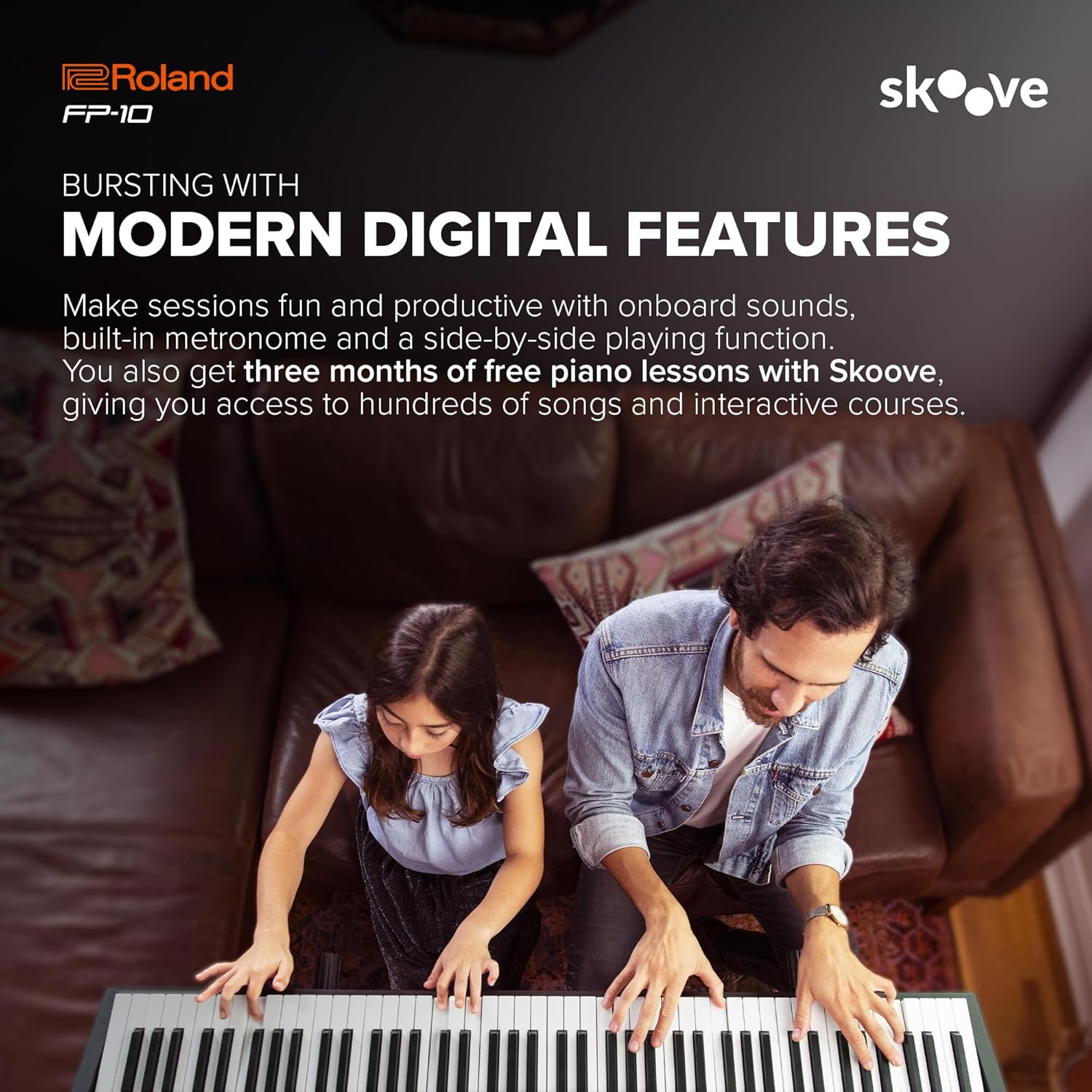 Roland FP-10 | Compact 88-Note Digital Piano | SuperNATURAL Piano Tones | Authentic Acoustic Feel Keyboard | Great for Beginners & Experienced Players | Bluetooth & MIDI Connectivity