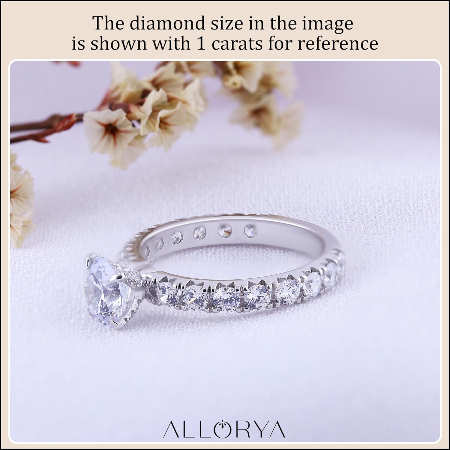 Round Lab Grown White Diamond Solitaire Tapered Shank Engagement Ring for Her in 925 Sterling Silver