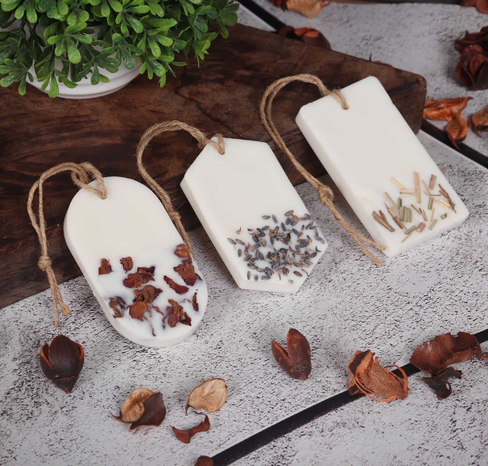 Sachet Tablet Handmade Wax Sachet Rose Scents Home Fragrance for Air Freshner, Wardrobe Freshener, Closets, Drawers, Cupboards, Car, Shoes Racks, Kitchen (Combo of Rose, Lemongrass, Lavender)