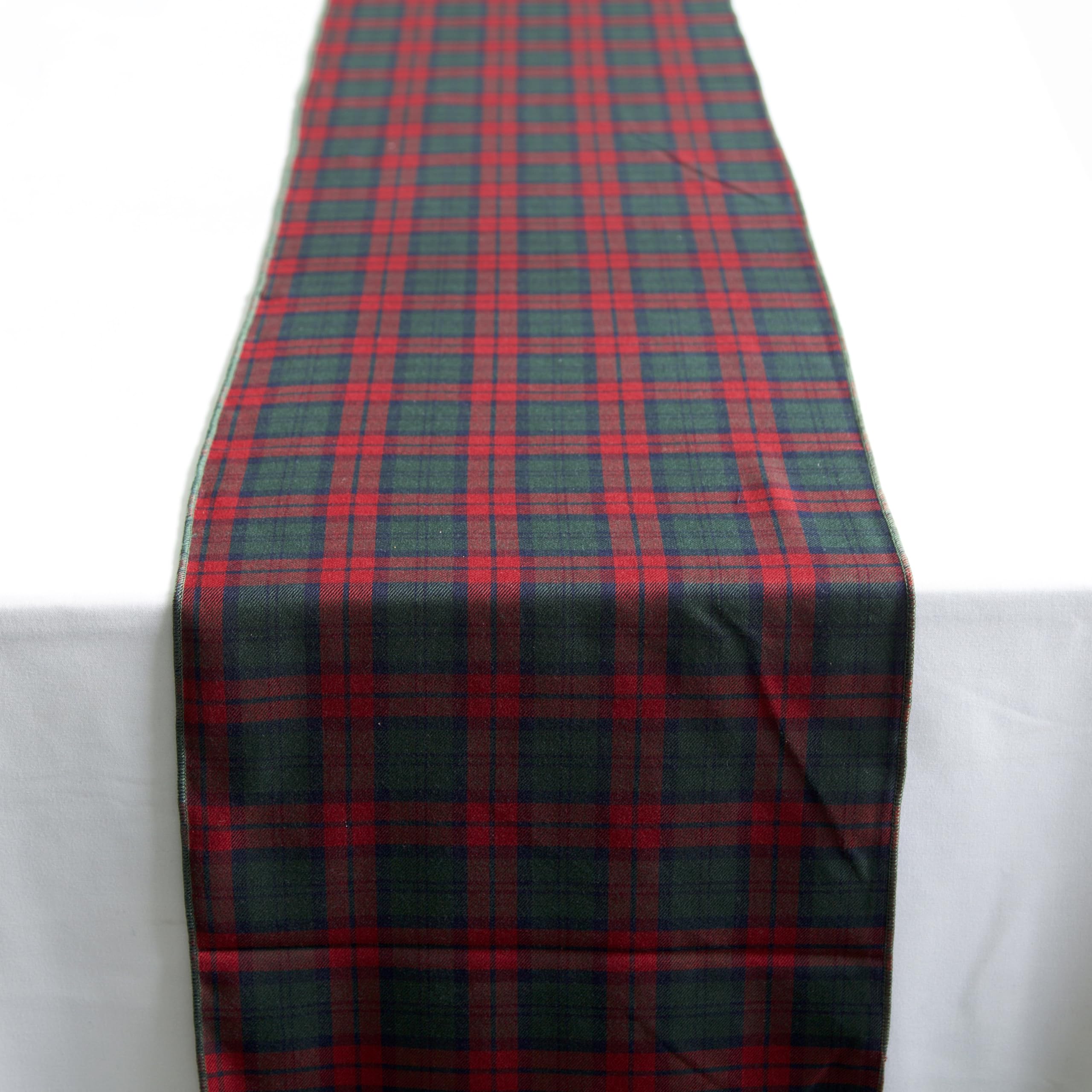 Decor Essentials Tartan Table Runner Red Green Checkered Xmas for Christmas Dinner Party Tableware Home Festive Decor Homeware Linen Scottish Traditional Cosy Autumnal (Runner ONLY Red/Green)