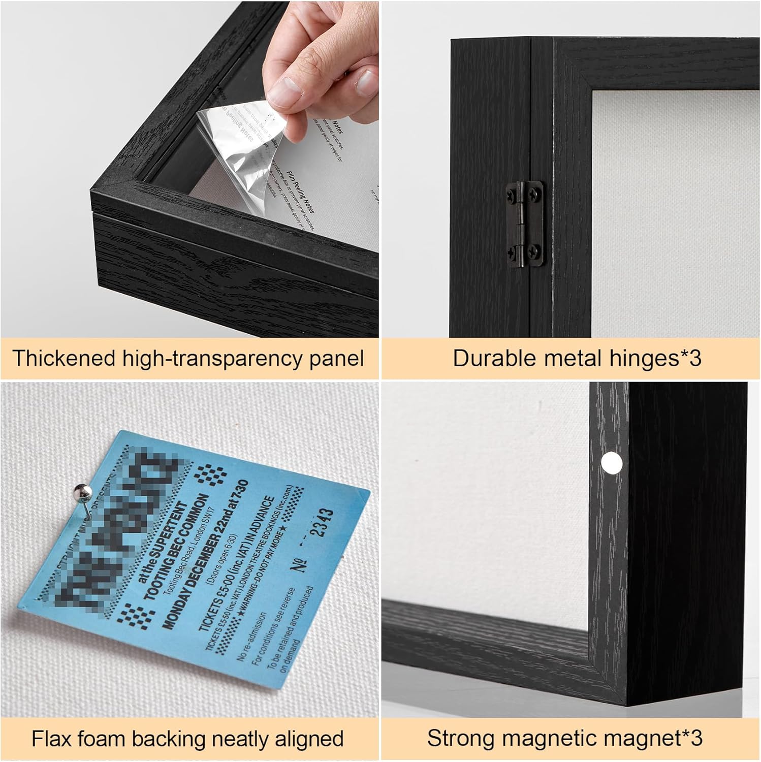 16x20 Deep Shadow Box Picture Frame Display Case with Linen Back,Thickened Panel Large Black Shadow Memory Box Frame 16x20 for Graduation Items Jersey T Shirt Photo Craft Memorial Wall Decor