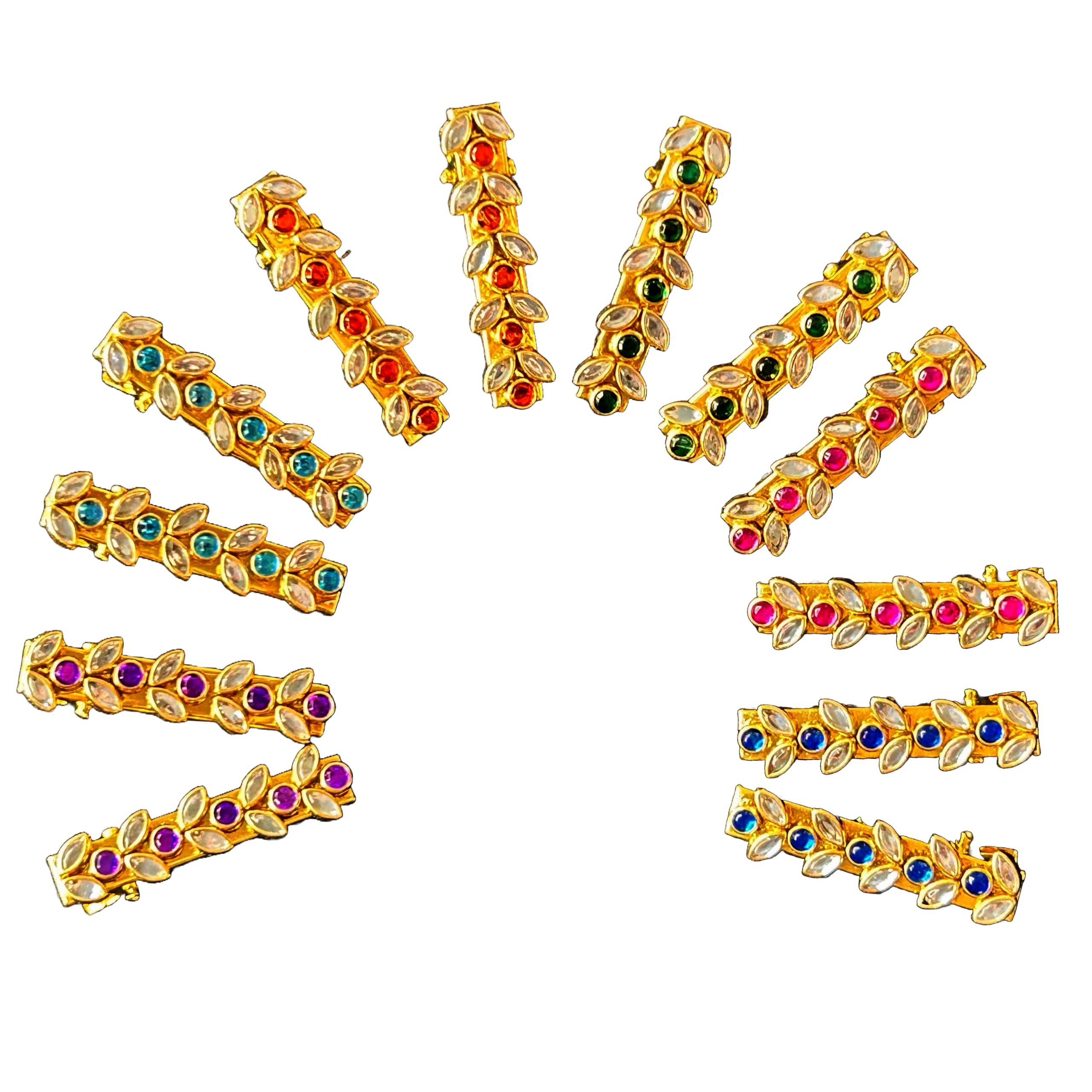 Handmade Kundan Stone Hair Clips for Kids and Girls | Kundan Stone Hair Accessories (12 PC) Style 7 (B0CWVTJ45L) Amazon Price History, Amazon Price Tracker