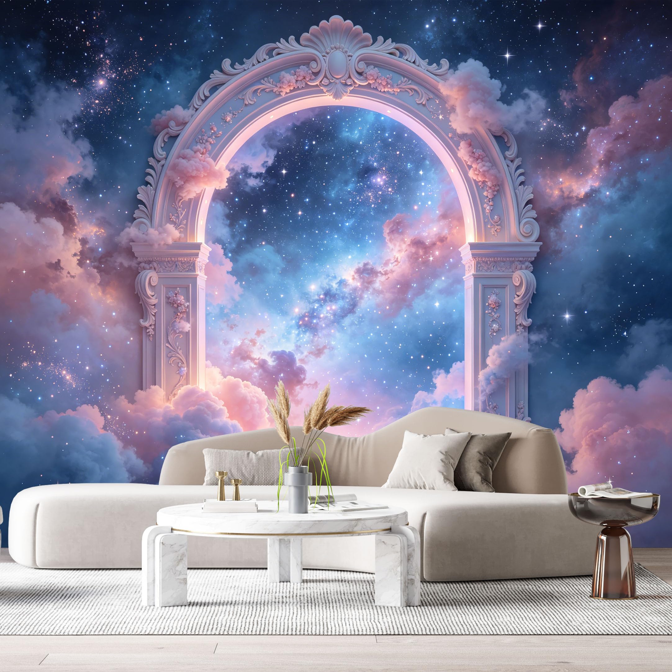 Custom Size Wall Murals Celestial Dreamscape Nebula Archway 3D Trompe L'Oeil SelfAdhesiveWall Fabric Removable Wallpaper Wall Decor for Living Room Bedroom Bathroom