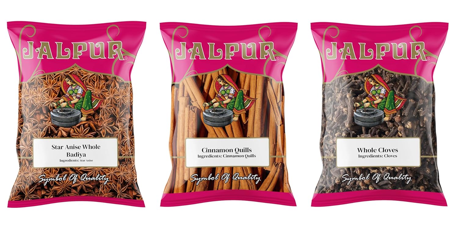 Jalpur Millers Spice Combo Pack - Star Anise 100g - Cinnamon Quills 100g - Cloves 100g (3 Pack)