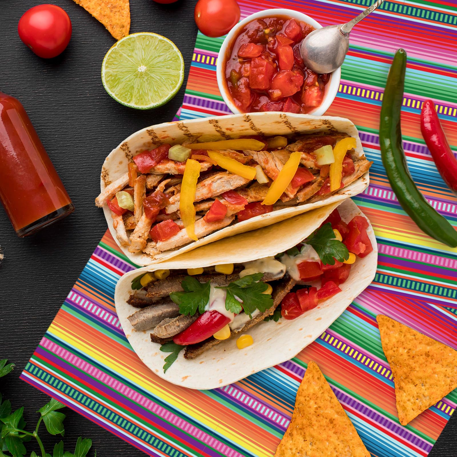 JarThenaAMCS 150 piezas de papel encerado mexicano colorido fiesta rayas delicatessen papel de seda Cinco de Mayo Sandwich Wrap papel papel a prueba de aceite Picnic Liner para fiesta suministros de