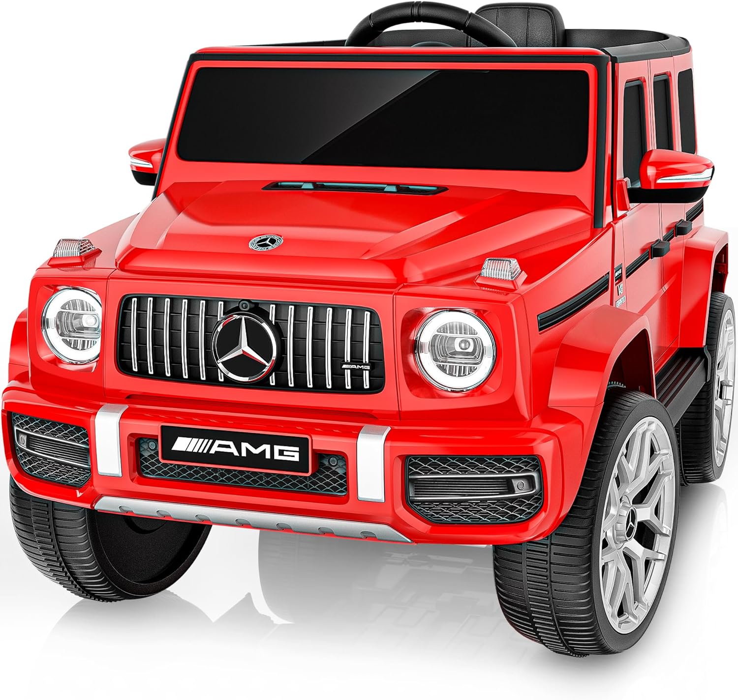 Licensed Mercedes Benz G63 Kids Electric Car, 12V 7Ah G wagon Ride on Car w/Safety High Window, Remote Control, 3 Speeds, Music Player, Horn & LED Lights for Toddlers (White)