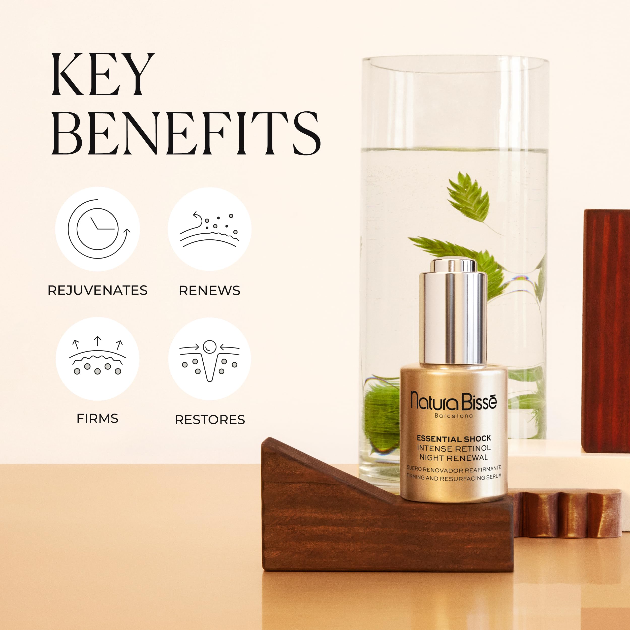 Natura Bissé Essential Shock Intense Retinol Night Renewal Serum, Firming & Resurfacing Serum, Hydrates, Firms & Rejuvenates, For All Skin Types, 1 Oz