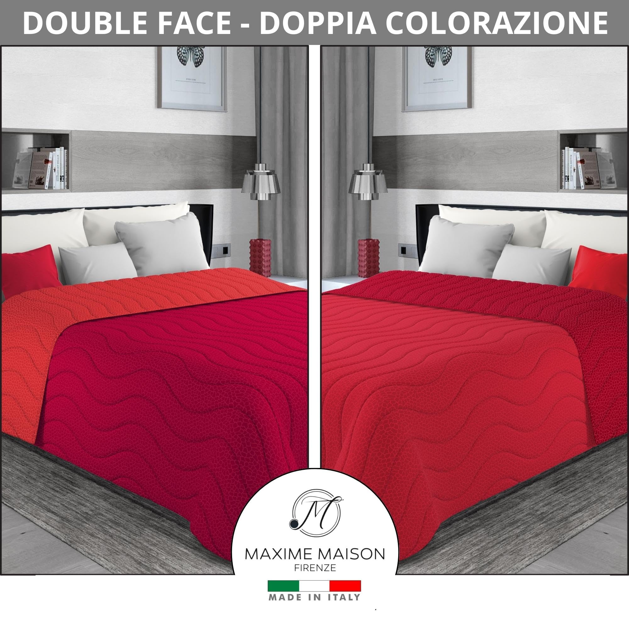 MAXIME MAISON - Copriletto Singolo Mezza Stagione (100 gr/mq) Trapuntino Singolo, Trapunta Letto Singolo Leggera e Double Face, Letto Mezza Stagione in Morbida Microfibra, Made in Italy