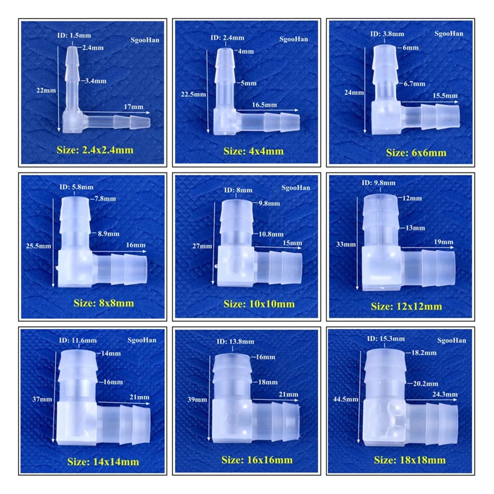 5~200 pezzi OD 4~20mm PP connettori a gomito da 90 gradi for acquario serbatoio for pesci giunto pagoda pompa 'aria aeratore raccordi giunti for tubi flessibili(18x18mm,50 Pieces)