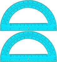eBoot 6 Inch Plastic Protractors 180 Degrees Pack of 2 Blue - Durable Geometry Tools for Students Teachers Math Class