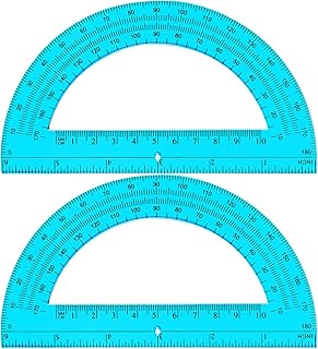 EBOOT Plastic Protractor Math Protractors 180 Degrees, 6 Inch, Pack of 2 (Blue)