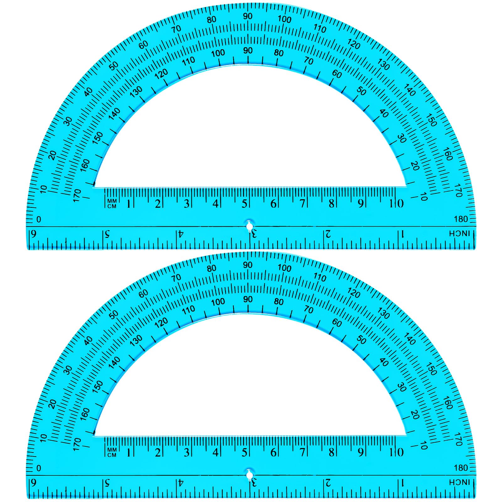 EBOOT 2 Pack Plastic Protractor 180 Degree Math Protractors 6 Inch,Blue