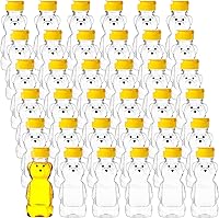 Thenshop 36 Pack 8oz Honey Bear Squeeze Bottles with Yellow Flip Lids - BPA-Free Plastic Jars for Honey, Syrup, Sauce & Juice
