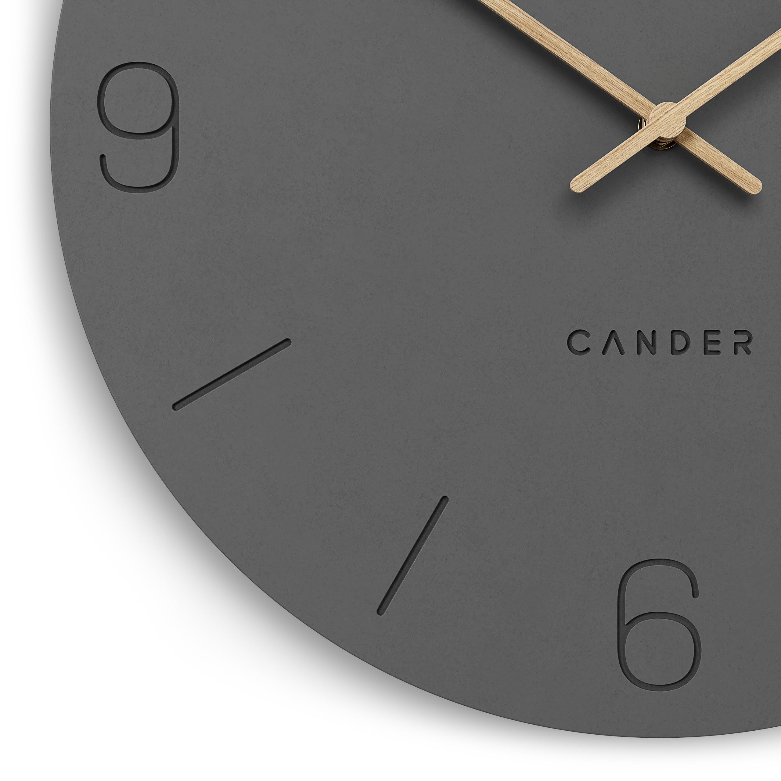 Cander Berlin MNU 2640 D XXL Wanduhr 40 lautlos cm ohne Tickgeräusche analog modern Vintage grau Holz-Zeiger Wohnzimmer groß