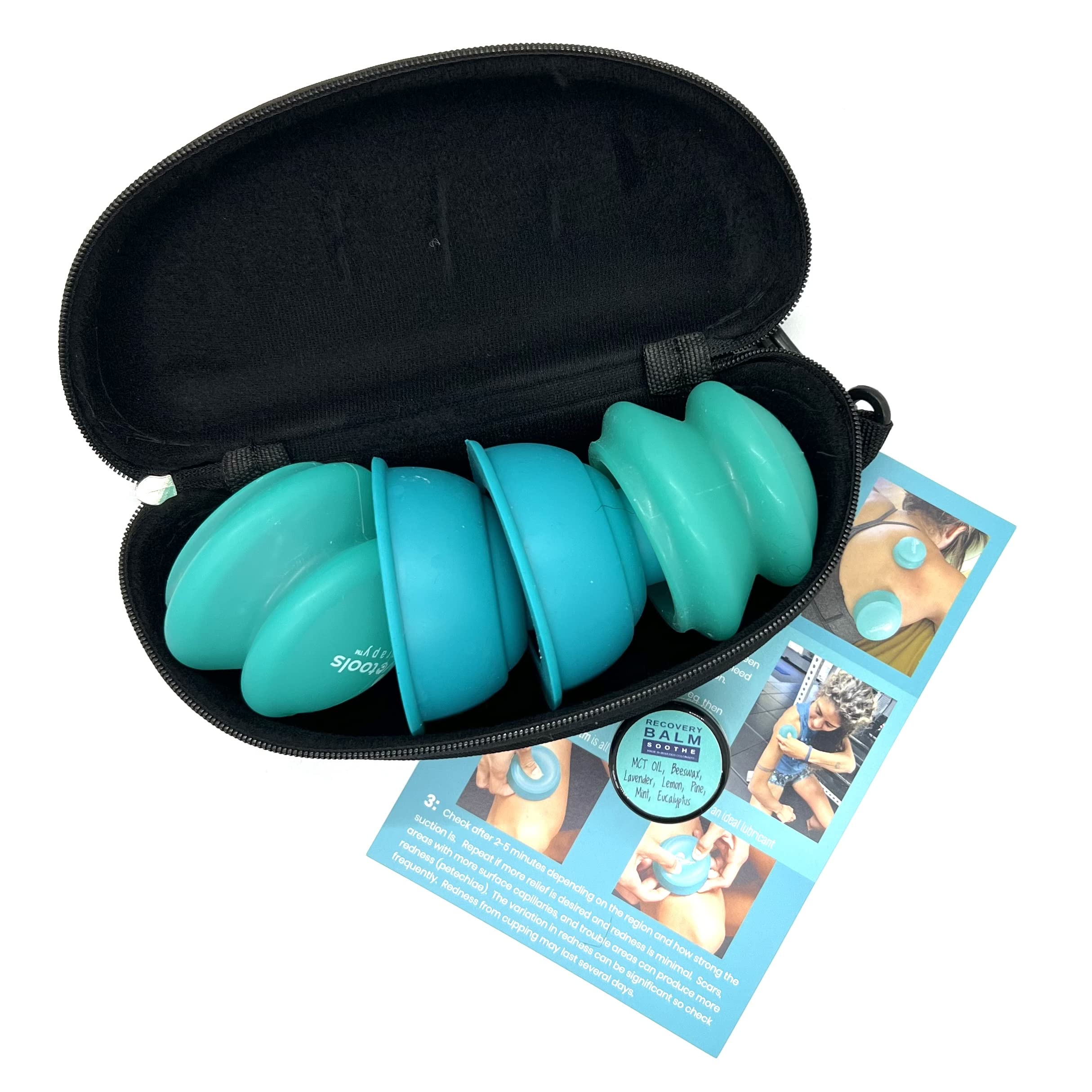 Wavetools Therapy 4-Pack Mixed Sport Cupping Set with Dual Cupping Styles for self Massage and Athletic Recovery