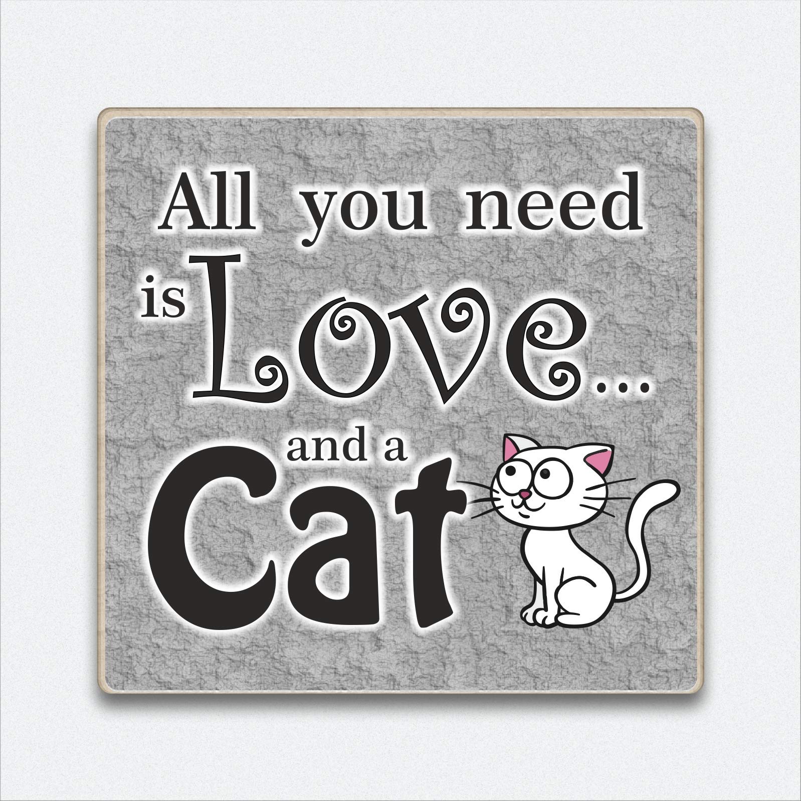 Hmhome Brown All You Need Is Love And A Cat - Funny Cat Wooden Magnet Gift