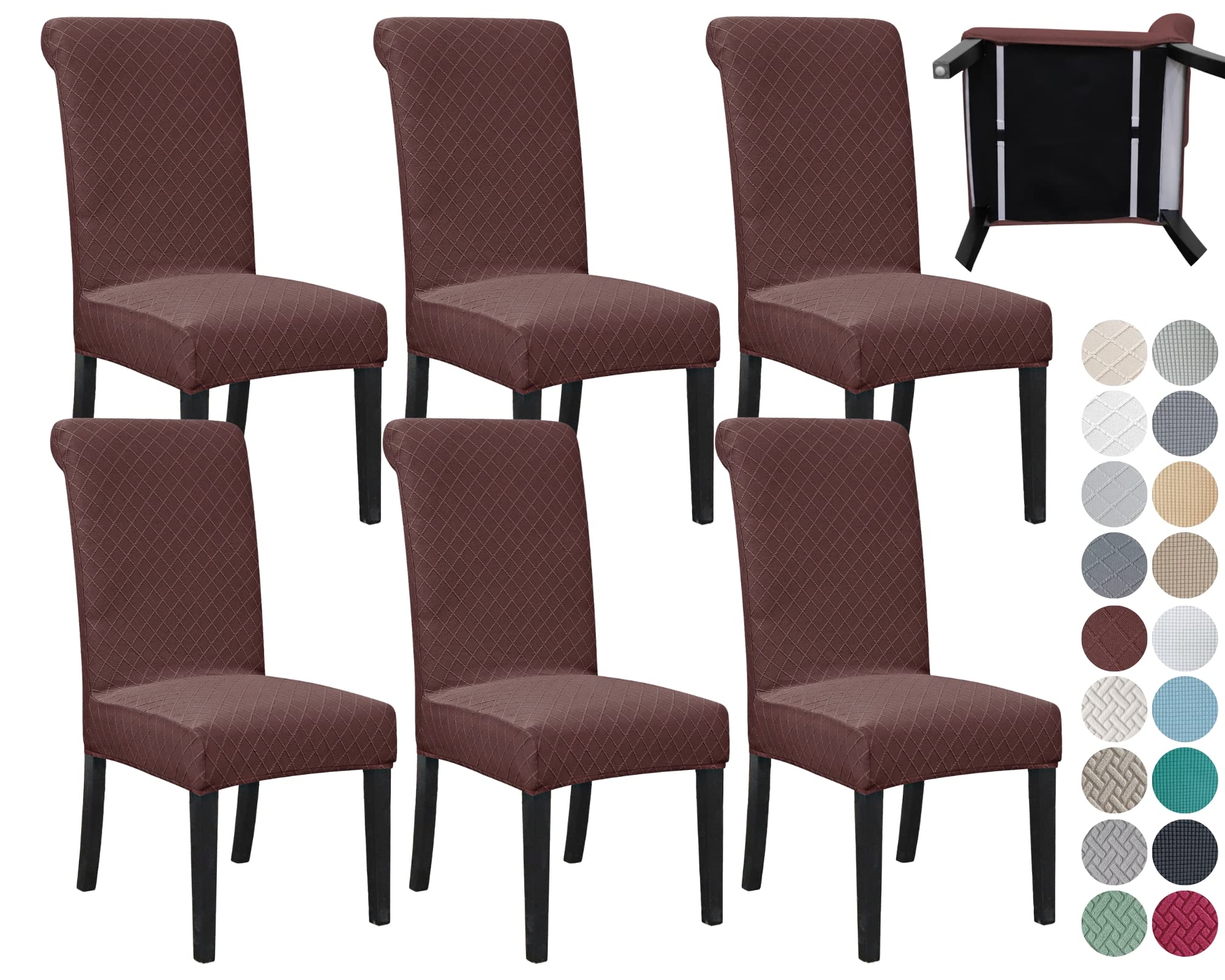 SPRINGRICO Lot de 6 housses de chaise pour salle à manger, chaises Parson, housses de chaise de salle à manger (S2-chocolat, 6 pièces)
