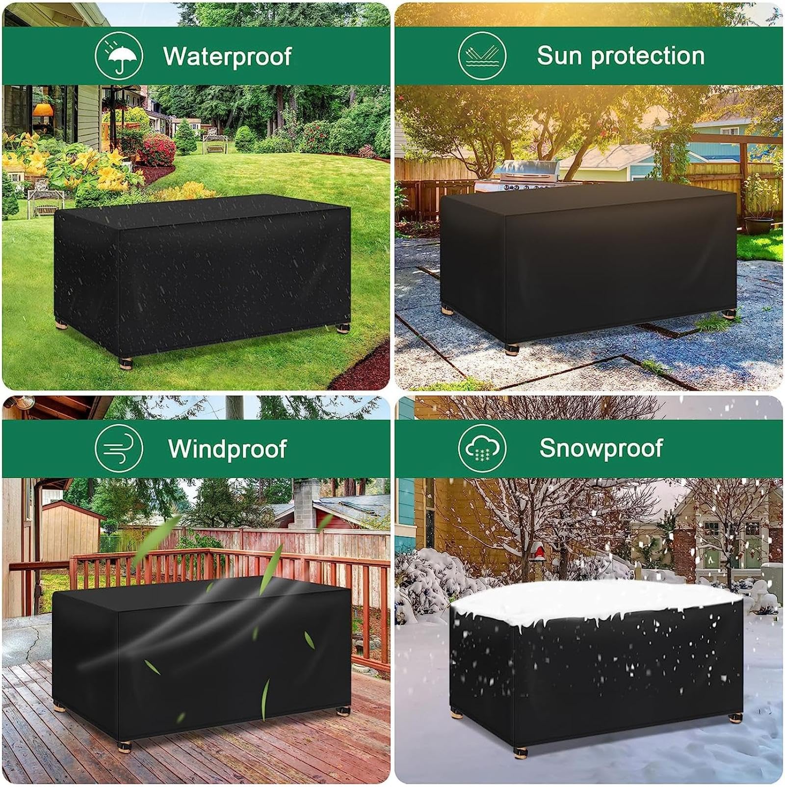 Schutzhülle Abdeckhaube Garten Gartenmöbel 240x240x90cm Polyesterfasern Schutzhülle für Gartentisch Abdeckung, Schwerlast Abdeckplane für Gartentische Sitzgruppe