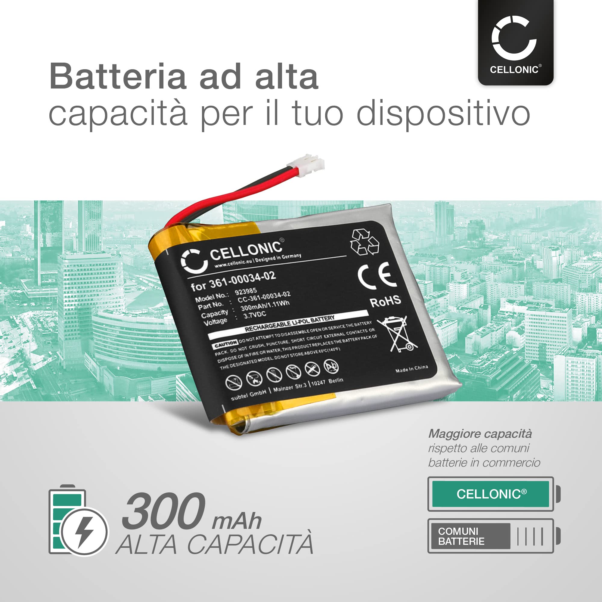 CELLONIC 1x Batteria per Smartwatch e braccialetto fitness Compatibile con Garmin Fenix 3 HR, Fenix 3 – (300mAh, 3.7V) + Set di strumento