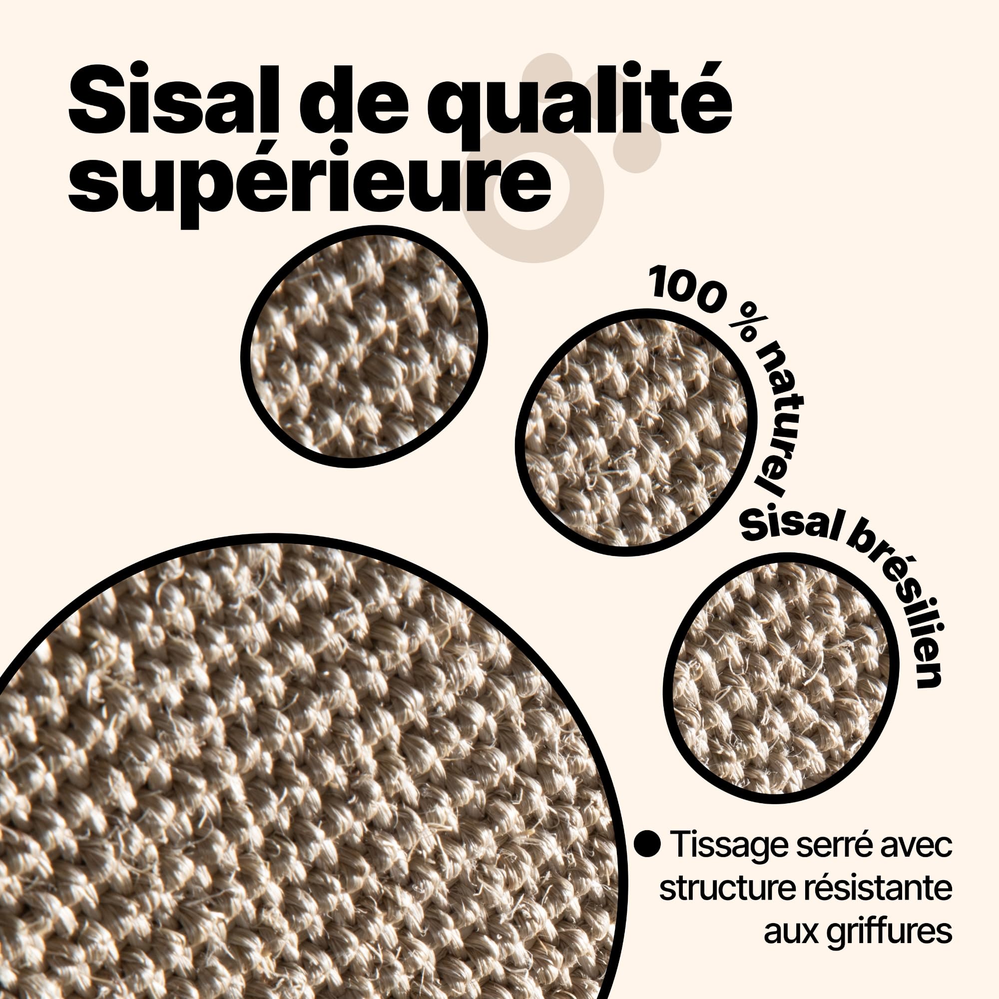 Tapis griffoir pour Chats – Tapis en sisal Naturel, résistant et Multifonction, avec Motif Empreintes, Accessoire Robuste et décoratif (Orange, 60 x 40 cm)