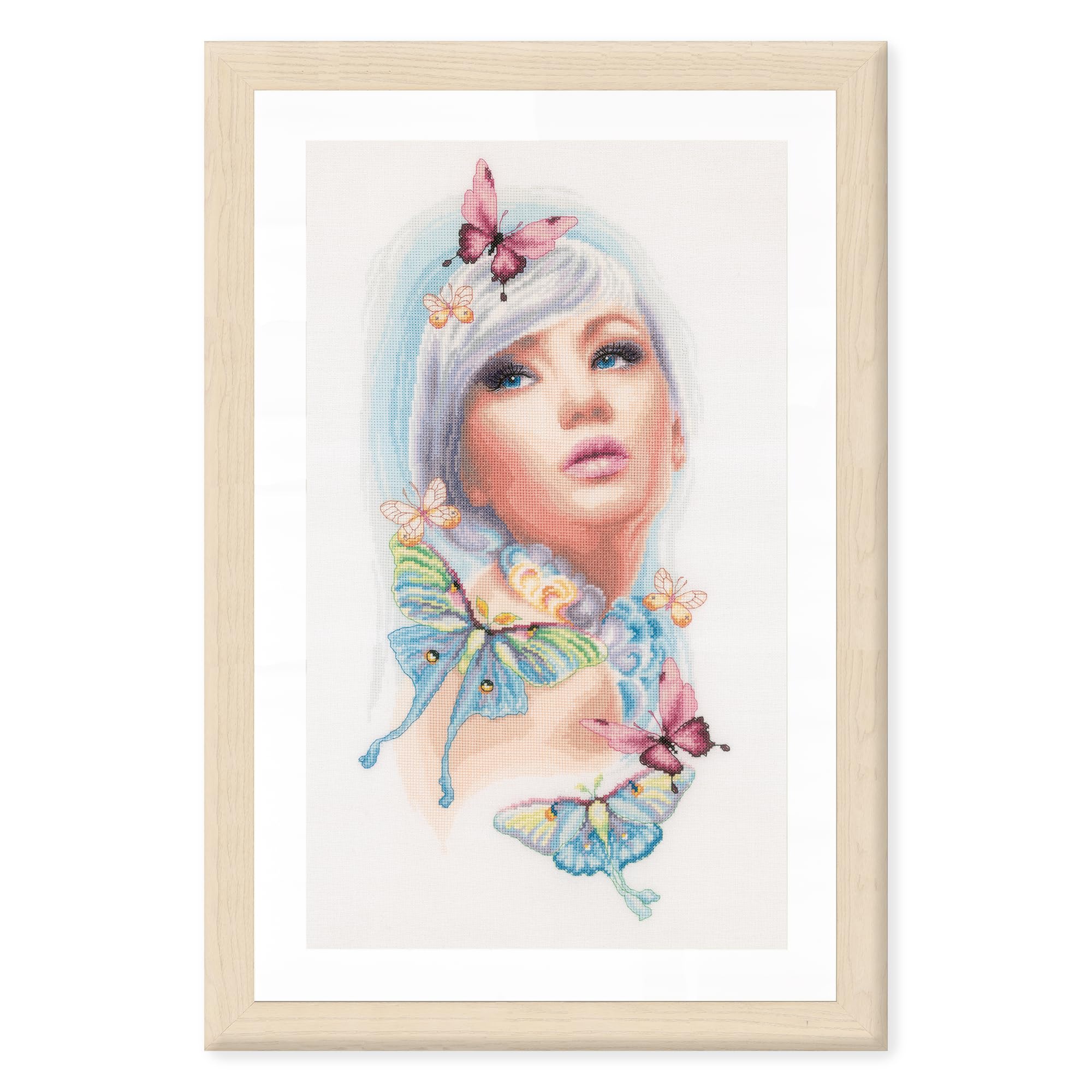 Lanarte Girls Multicoloured Pn-0171930 Butterfly Counted Cross Stitch Kit, Cotton, Multi-Colour, Approx. 26 X 53 Cm / 10.4 X 21.2 Inches