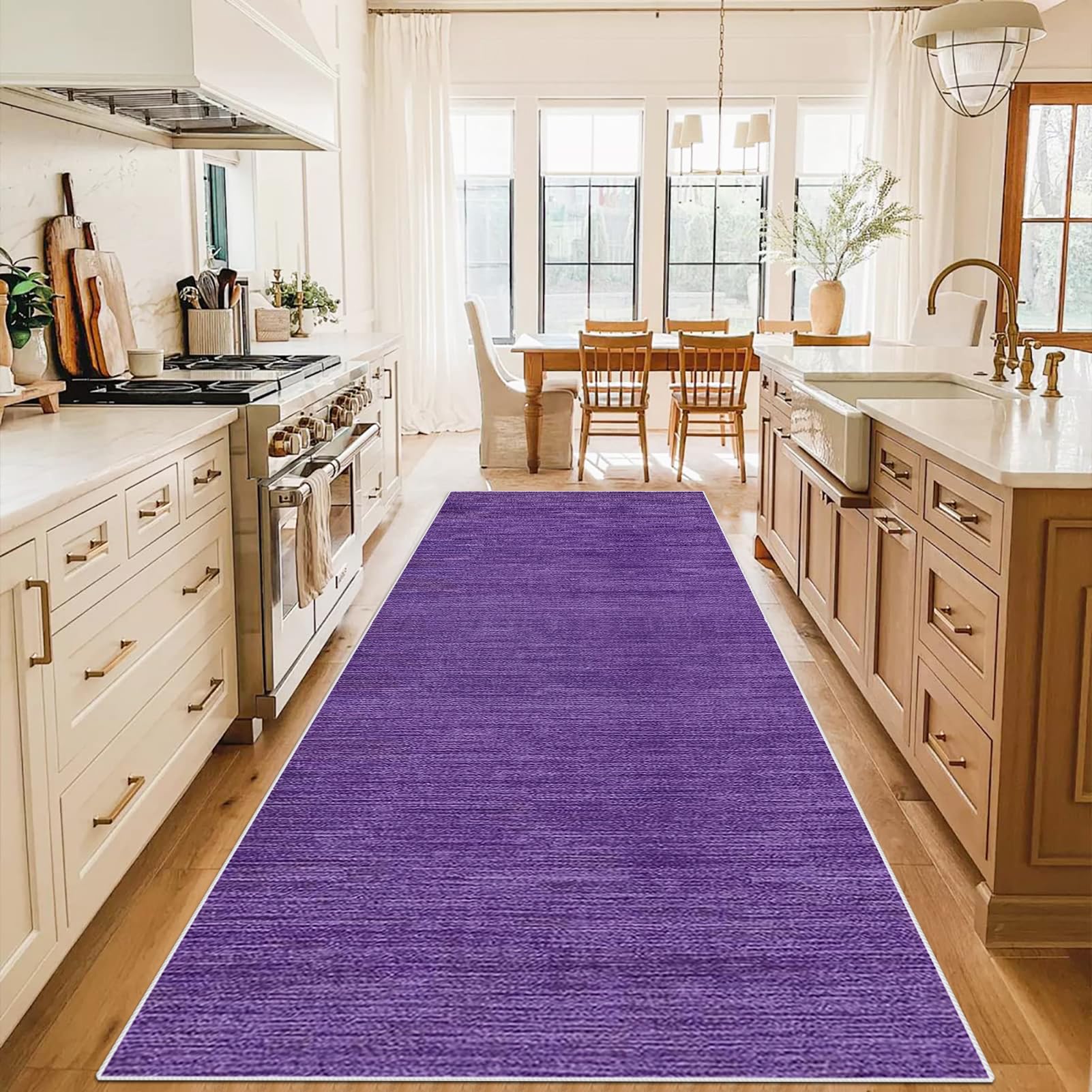 WAWFONG Long Hallway Runner Rug Non Slip Washable Kitchen Rug Hall Runner Purple 60 x 250 cm Heavy Duty Carpet Runner Narrow Corridor Rugs Floor Mat for Entryway Laundry Room Hallways Kitchen