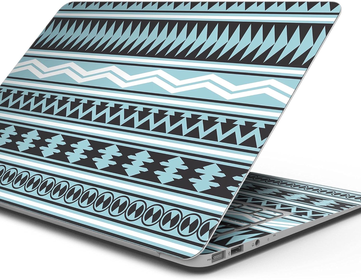 DesignSkinz - Vector Blue & Black Aztec Pattern V2 - Full-Body Wrap Protective Decal Skin Kit Compatible with MacBook 16" Pro M1 (A2485)