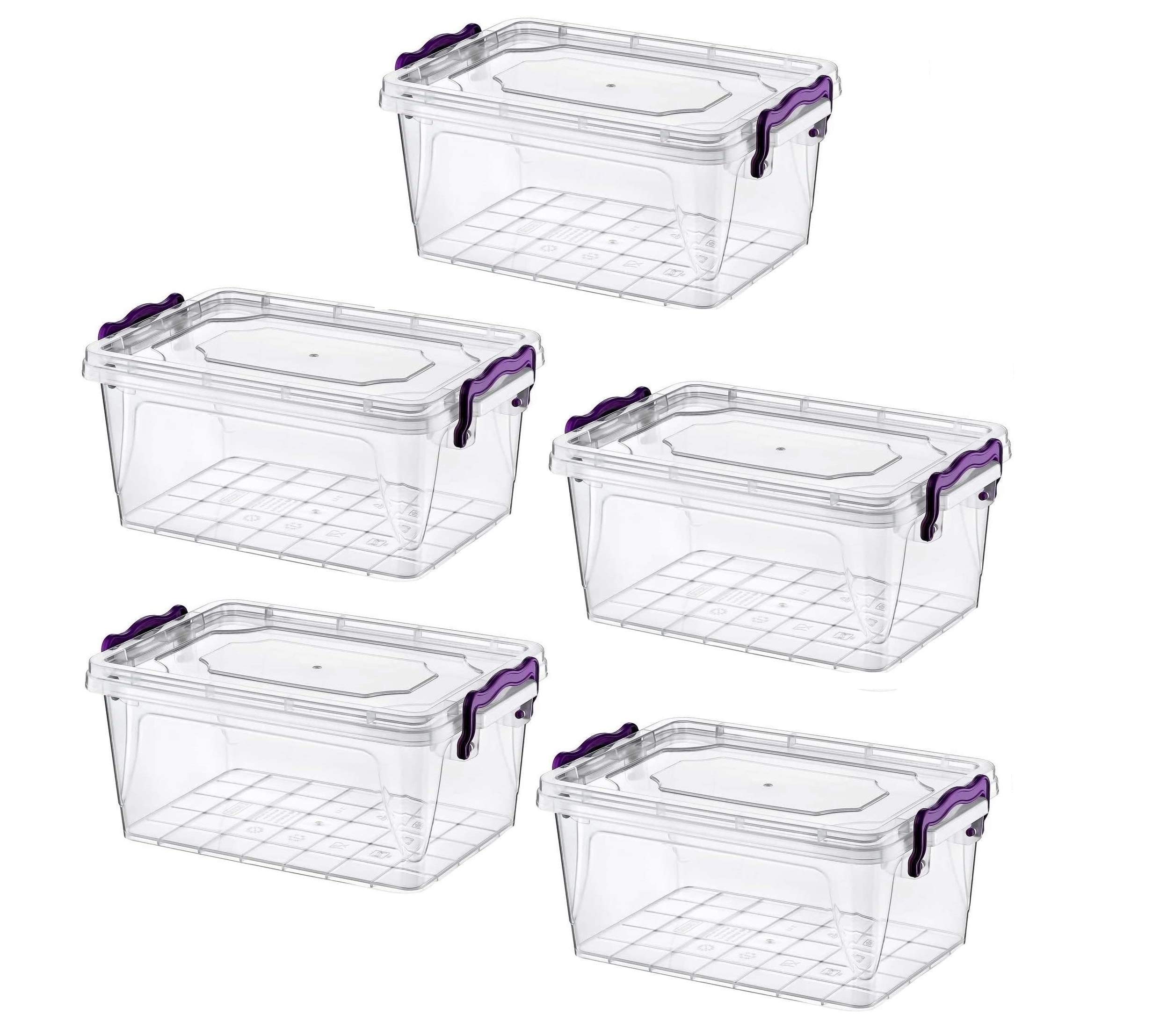 A406 Clear 5X Plastic Storage Box Boxes With Lids Transparent Food Containers Stackable Storage Organizer (8 Liter)