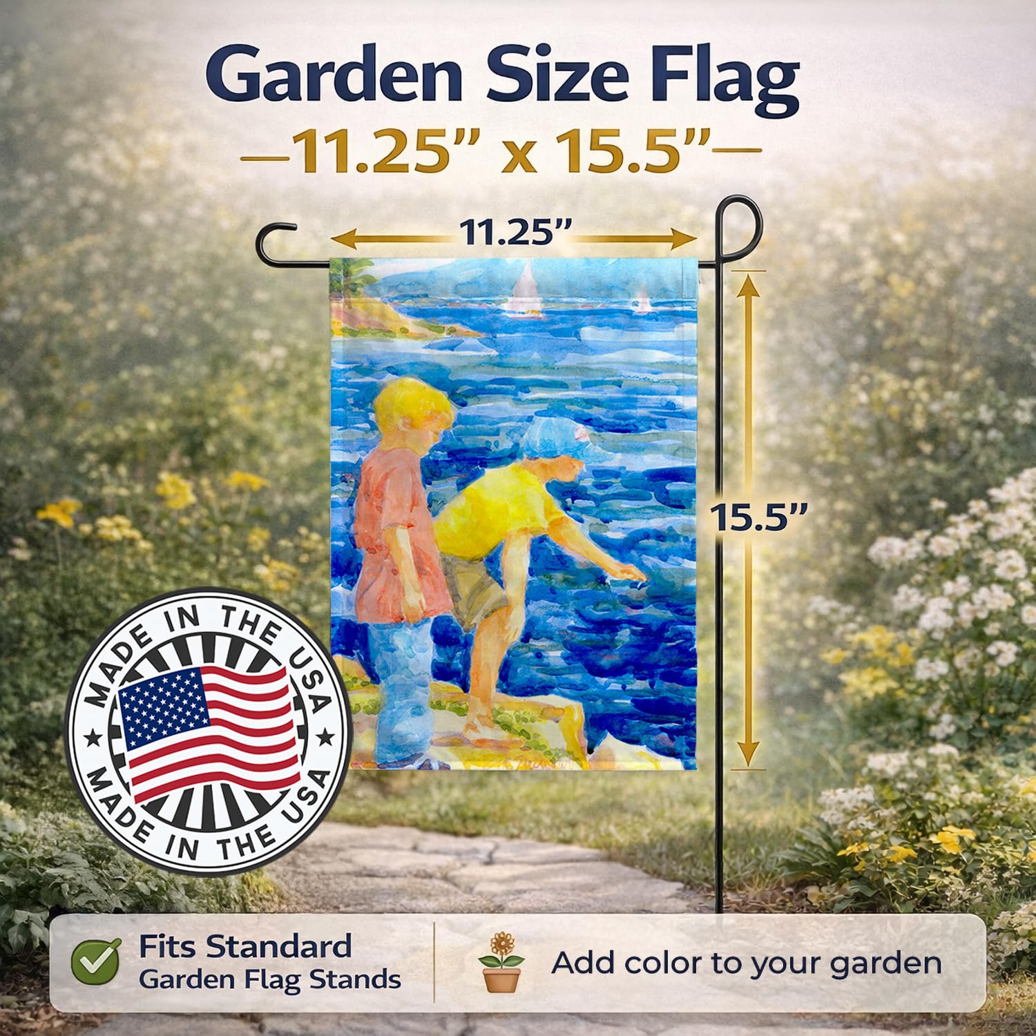 Caroline's Treasures 6008GF The Boys at the lake or beach Flag Garden Size, Small, multicolor