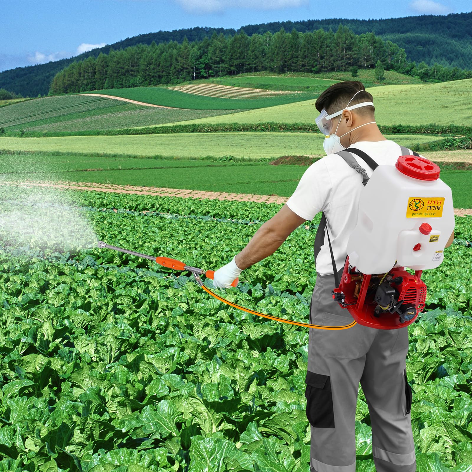 Opryskiwacz do plecaka, 20 l, opryskiwacz silnika 25,4 CC, przenośny opryskiwacz na plecach, ilość 8 l/min, regulowany nacisk, elektryczny opryskiwacz pleców do gospodarstw rolnych, parków, ogrodów