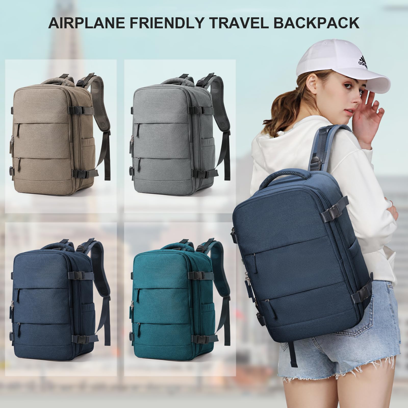 SZLX Zaino da viaggio grande da donna da viaggio zaino da escursionismo sportivo da esterno impermeabile zaino da scuola casual laptop da 14 pollici con porta di ricarica USB scomparto per scarpe