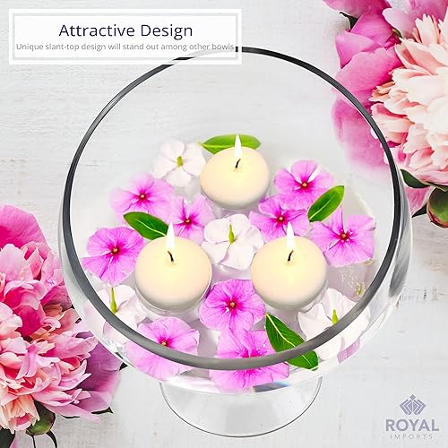 Miniatura 4 de Royal Imports Tazón decorativo de vidrio transparente inclinado con bola de burbujas inclinada para centro de mesa de buffet, terrario de plantas,