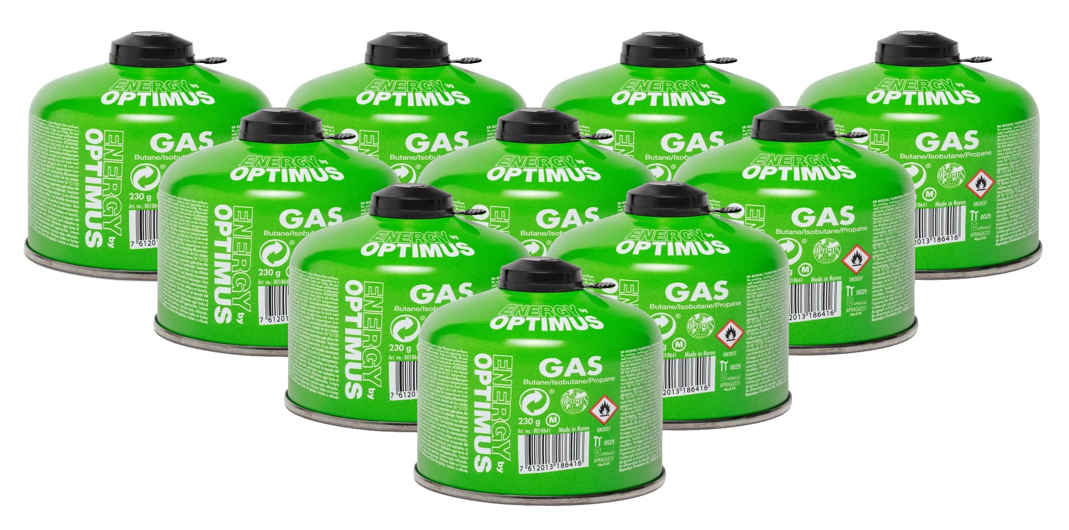 Generisch 10 x Optimus Ventil-Gaskartusche mit je 230g Füllmenge