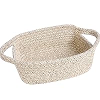 Vista 13 de ABenkle Cesta de almacenamiento pequeña, mini canasta, lindas cestas tejidas de cuerda de algodón, cubo decorativo bohemio para perros y gatos