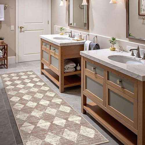 Miniatura 3 de Lahome Alfombra de pasillo de Navidad de 2 x 6 pulgadas, color rojo, lavable, tapete para puerta, suave, antideslizante, parte trasera de goma de