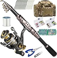 Dr.Fish 125-Piece Telescopic Fishing Rod Reel Combo Kit - Portable Travel Set with Tackle Bag, Lures for Beginners, Freshwater Saltwater