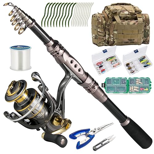 Dr.Fish Fishing Rod and Reel Combos 125-Pieces Telescopic Spinning Pole