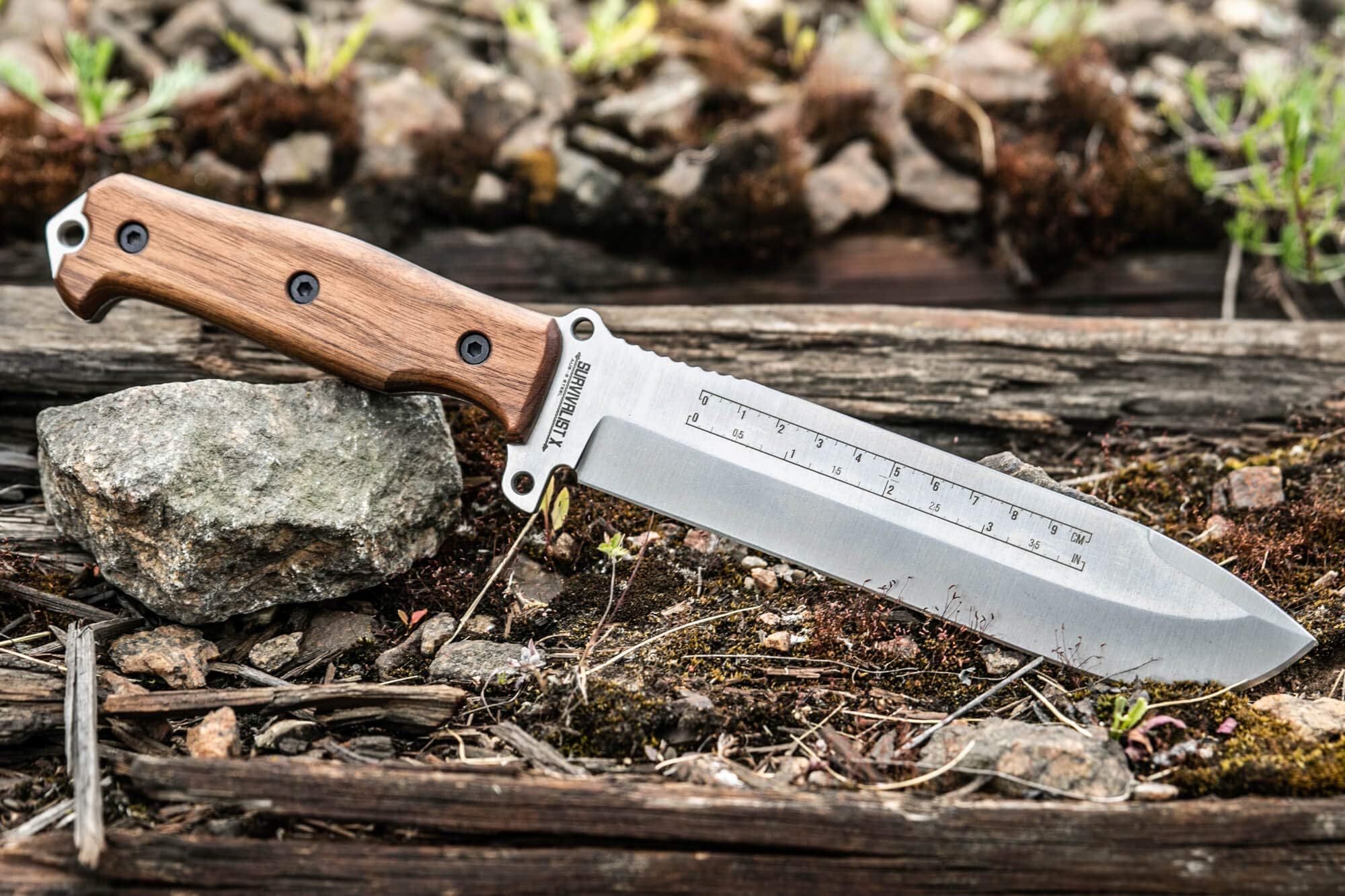 Russian Hunter Knife. Survivalist X. AUS-8, Stonewash. Walnut Handle. Tourism. Outdoor.