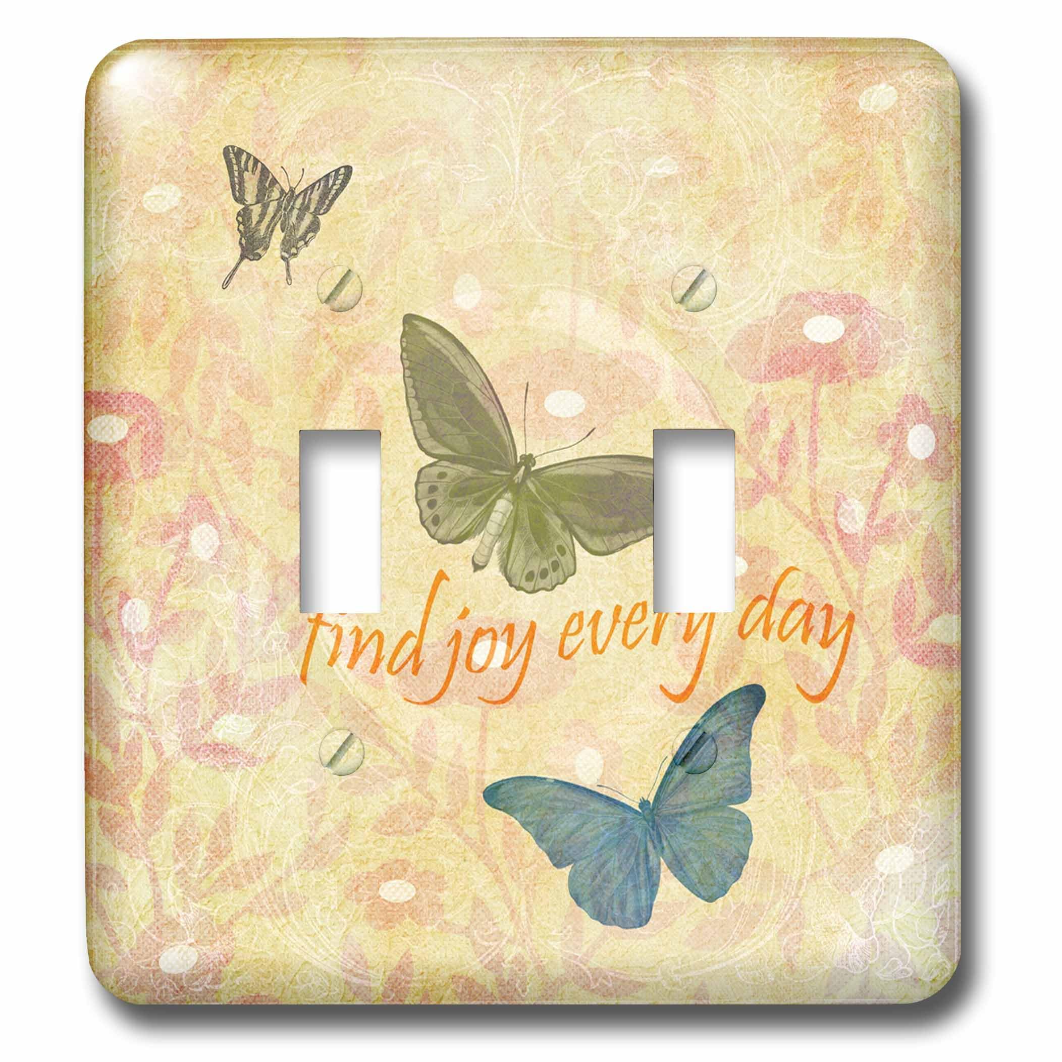 Interruptor doble Find Joy Butterflies Floral placa de luz decorativa 3dRose lsp_79089_2