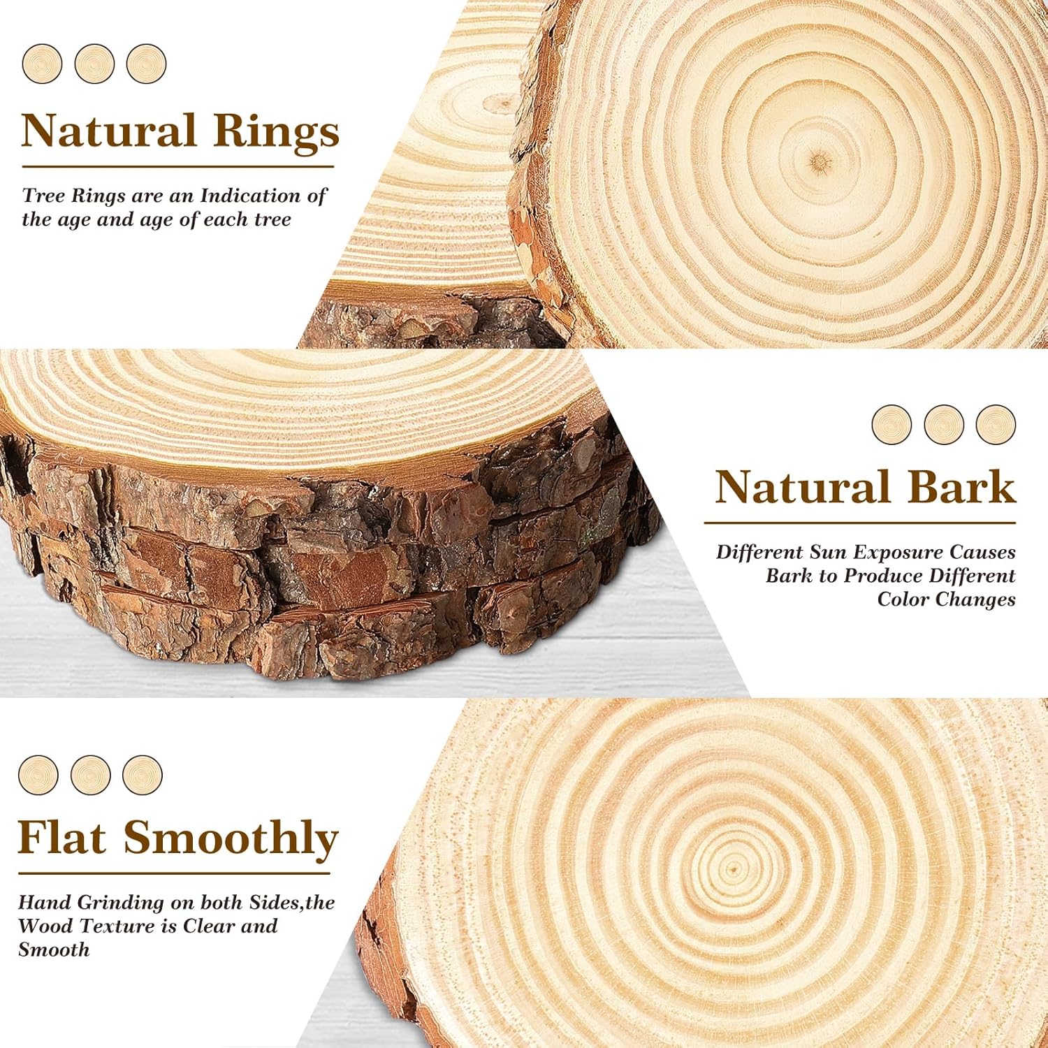 Wood Slices for Centerpieces,Unfinished Wooden Round Slabs,Large Wood centerpieces for Wedding Tables Decor or DIY Painting Crafts (SM12P7-8INCH)