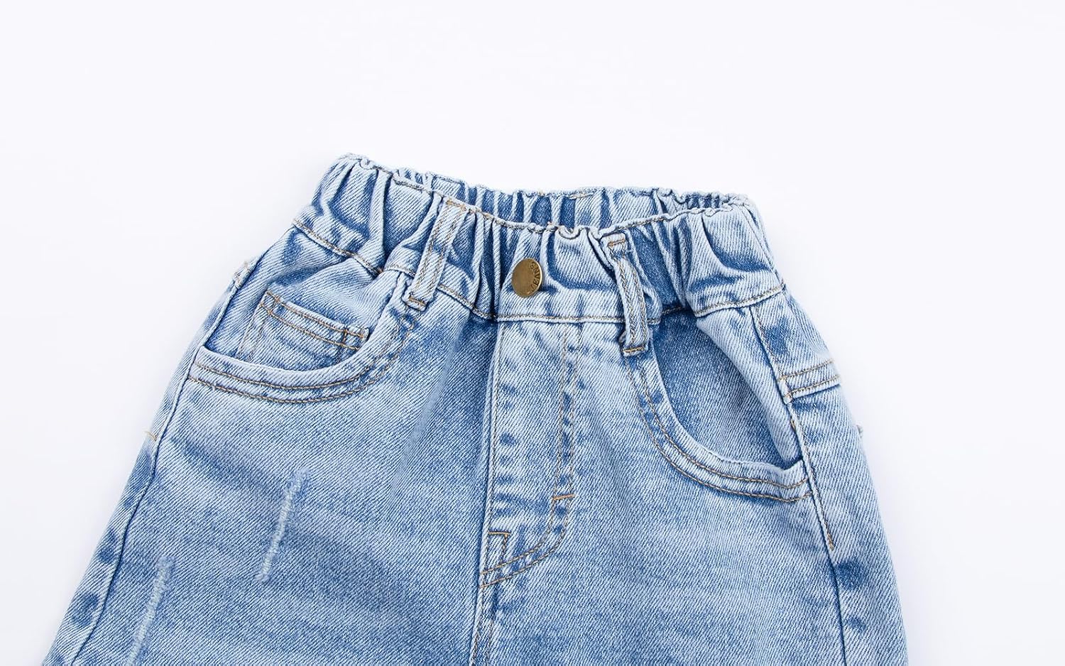 Mud Kingdom Girls Jeans with Elastic Waist Pull On Wide Leg Pants Denim Blue Loose Stretch