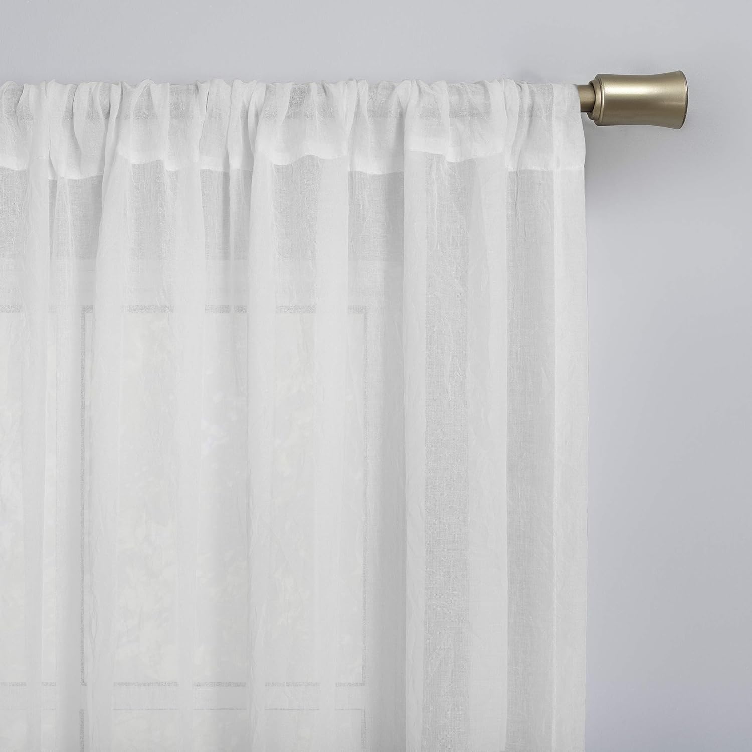 No. 918 Genevieve 2-pack 2-pack Linen Weave Sheer Semi-Sheer Grommet Curtain Panel Pair, 50" x 120", White